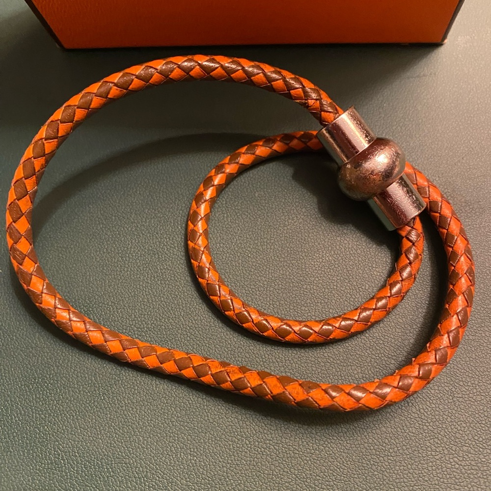Hermes Double Braided Leather Bracelet. Excellent condition.